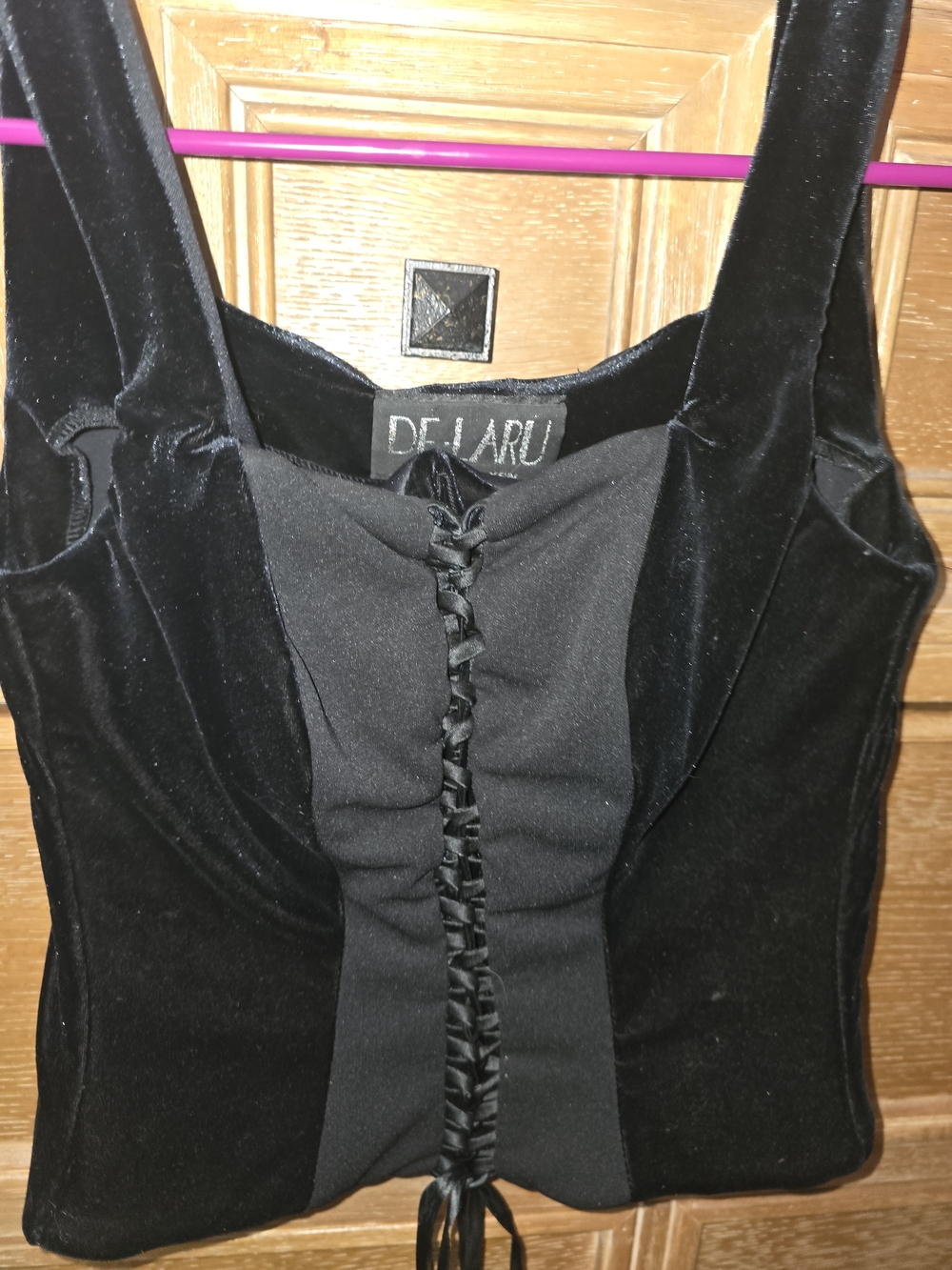 Black Velvet Lace-Up Women's Tank Top